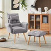Lazy Single Sofa Couch 5 Adjustable Cotton Linen Fabric With Headreat+Ottman
