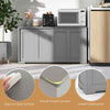 GYMAX Freestanding Kitchen Storage Cabinet Floor Storage Cabinet Sliding Door
