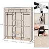 69" Portable Clothes Closet Non-Woven Fabric Wardrobe Double Rod Storage Beige