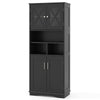 Bathroom Freestanding Pantry Cabinet w/ Adjustable Shelves-Black