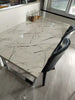 White Modern Large Dining Room Table Kitchen Table Marble Effect Top Steel Legs