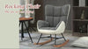 Nursery Rocking Chair with Steel and Wood Legs for Living Room Grey and Cream