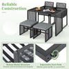 5 Pieces Patio Dining Set with Ottomans-Gray