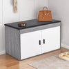Shoe Bench with Cushion Wood Storage Cabinet Padded Seat Cupboard Footwear Rack