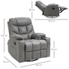 Recliner Armchair Swivel PU Manual Reclining Chair with Adjustable Footrest Grey