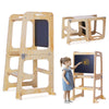 3-in-1 Wooden Kids Step Stool Toddler Learning Tower Kitchen Helper W/ Blackbord