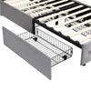 Velvet Upholstered 3ft Single Storage Bed Frame with 4 Drawers, Headboard, Grey
