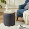 2pcs Round Ottoman Stool With Storage Velvet Upholstered Foot Stool Coffee Table