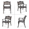 Set of 2 Outdoor Patio Dining Chairs Cast Aluminum Bistro Chairs with Armrests