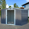 10 x 8ft Dark Grey Apex Roof Garden Shed Galvanized Steel Outdoor w/ Foundation