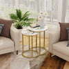 Set of 2 Round Nesting End Table Stacking Coffee Table Slate Top for Side Corner