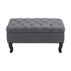 Rectangle Large Ottoman Shoe Bench Tufted Linen Fabric Seat Chesterfield Stools
