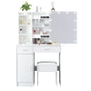 White Dressing Table with LED Lighted Mirror Stool Drawer Vanity Set Makeup Desk