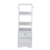Tall Wood Bedside Cabinet Table Hanging Hook Storage Shelf Drawer with Lock Keys