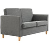 2 Seater Compact Loveseat Sofa Modern Couch with Wood Legs and Armrests Grey