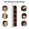 Tribesigns Corner Bookshelf, 5 Tier Narrow bookcase with storage, Wooden Oak