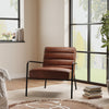Retro Single PU Leather Armchair Seat Upholstered Chair Metal Frame Leisure Sofa