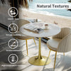 Round Dining Table Marble Modern Tulip Table Slate Tabletop Golden Pedestal Base