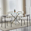 Set of 4 Boucle Dining Chairs with Oversized Seat Round Kitchen Chairs White