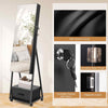 Standing Jewelry Armoire Mirror Jewelry Cabinet with Drawers-Black