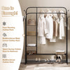 Heavy Duty Double Clothes Rail Garment Hanging Display Rack with Storage Shelf
