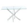 Glass Console Table with Clear Tempered Glass and Chrome Cross Leg Design 120cm