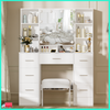Dressing Table Set Vanity Makeup Desk with Stool And 3-Color LED Lighted Mirror