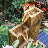 Solar Power Garden Water Feature Fountain LED Light Outdoor Cascading 27X28X48cm
