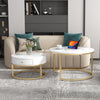 Round Nesting Coffee Table with Storage Drawer Stacking Side Tables Set White