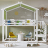 Bunk Bed House Cabin Bed 3FT Single Wooden Mid Sleeper Kids Unit With Stairs
