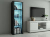 Modern Display Tall Cabinet Bookcase Shelving Units with LED Light 3 Glass Shelf