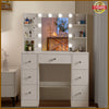 Modern Dressing Table Dimmable LED Mirror Makeup Desk with Drawers Vanity Table