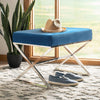Square Fabric Stool Footstool Pouffe Seat Sofa Side Chair with Chrome Legs Stand