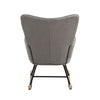 Ergonomic High Back Rocking Chair Linen Patchwork Rocker Armchair Recliner Seat