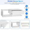 Coffee Table with LED Light, High-Gloss White With Drawer Living Room Furniture