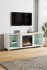 White Wooden TV Cabinet with 18 inch Electric Fireplace TV Cabinet Fireplace Set