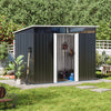 Galvanised Metal Garden Storage Shed Apex Pent Roof Window Frame Shed Anthracite