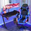 Blue Gaming Chair with RGB LED illuminat Ergonomic Computer Swivel Office Xcfnwz