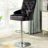 360° Swivel Black Grey Velvet Bar Stool Gas Lift Lion Head Elevated Chair Seat