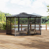3m Hardtop Gazebo Party BBQ Marquee with Polycarbonate Roof Netting and Curtains