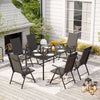 Patio Chairs Set of 2 Folding Outdoor Chair Sling Dinning Adjustable Chair Black
