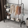Black Metal Clothes Rail Rack Garment Stand Corner Open Wardrobe with Shelf