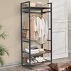 Industrial Clothes Rail Coat Stand Garment Rack Open Wardrobe w/ 3 Shelf