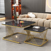 Square Nesting Coffee Table Set of 2, Stacking End Side Table with Metal Frame
