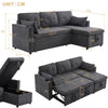 L-Shaped Sofa Bed 3 Seater Couch Pull Out Sectional Couch Bed Corner Sofa Grey