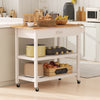 Kitchen Island Dining Room Serving Trolley with 2 Open Shelves-White
