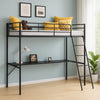 High Sleeper Bunk Bed Loft Cabin Bed Metal Frame Desk Kids Single With LED Black