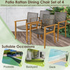 Patio Dining Chairs Set of 4 Outdoor Acacia Wood & PE Wicker Chairs