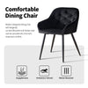 2X Dining Chairs Black velvet Tufted Seat Metal Leg Dining Room Kitchen Chair