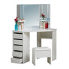 White Corner Dressing Table Makeup Desk Mirror Stool 5 Drawers 3 Mirrors CLIPOP